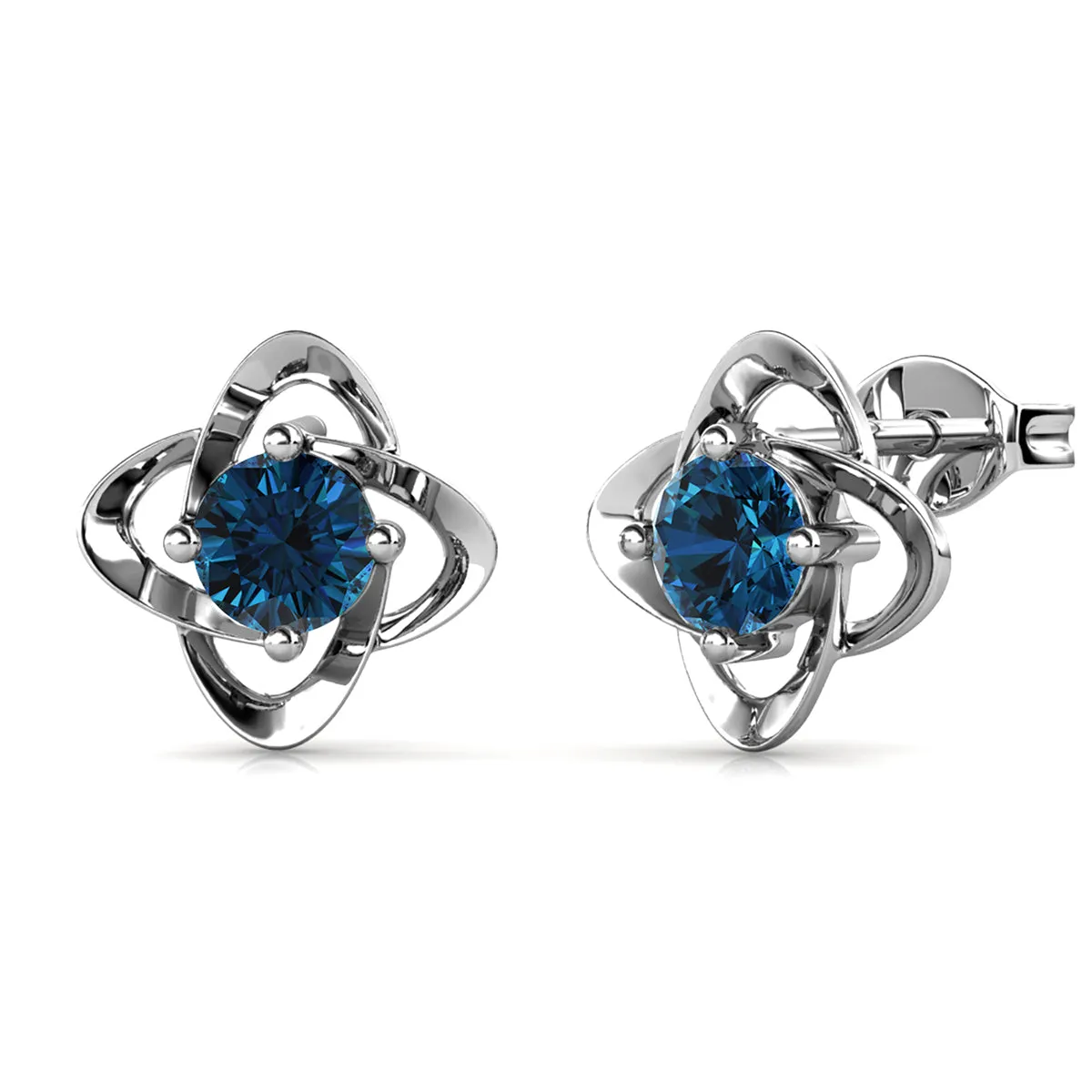 Infinity Dezember Geburtsstein Ohrringe aus Blauem Topas 18k Weißgold beschichtetes Silber Geburtsstein Ohrringe mit Swarovski Kristall