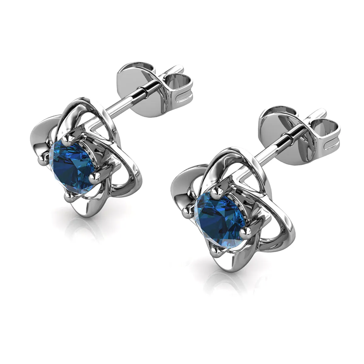Infinity Dezember Geburtsstein Ohrringe aus Blauem Topas 18k Weißgold beschichtetes Silber Geburtsstein Ohrringe mit Swarovski Kristall