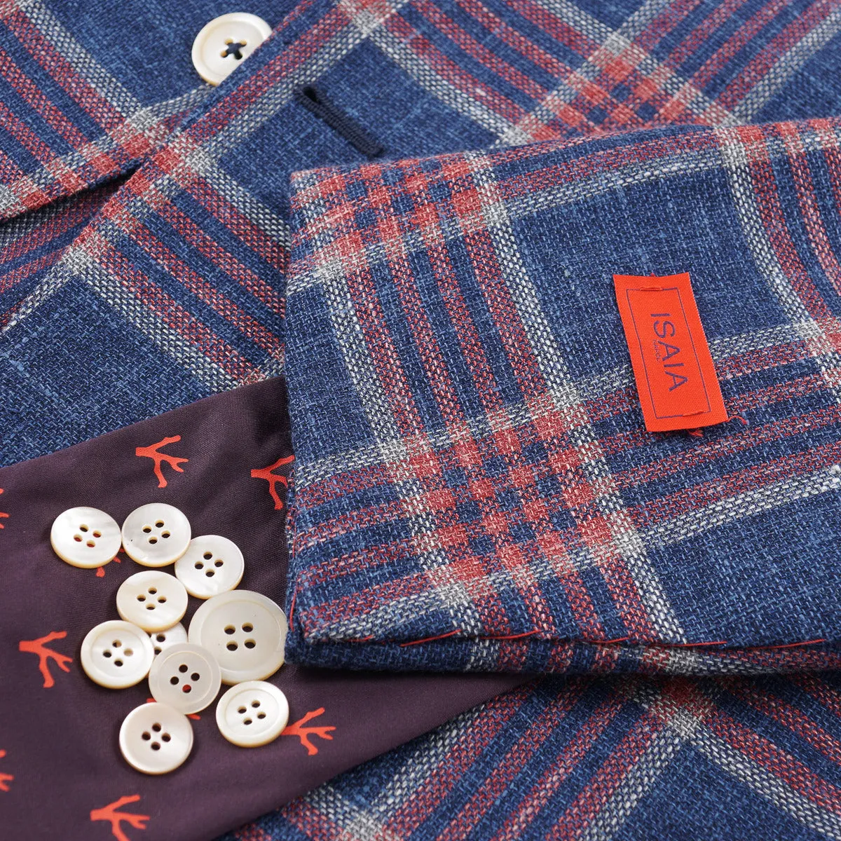 Isaia Woven Woll-Seide-Leinen Sportmantel Kleidung_Isaia