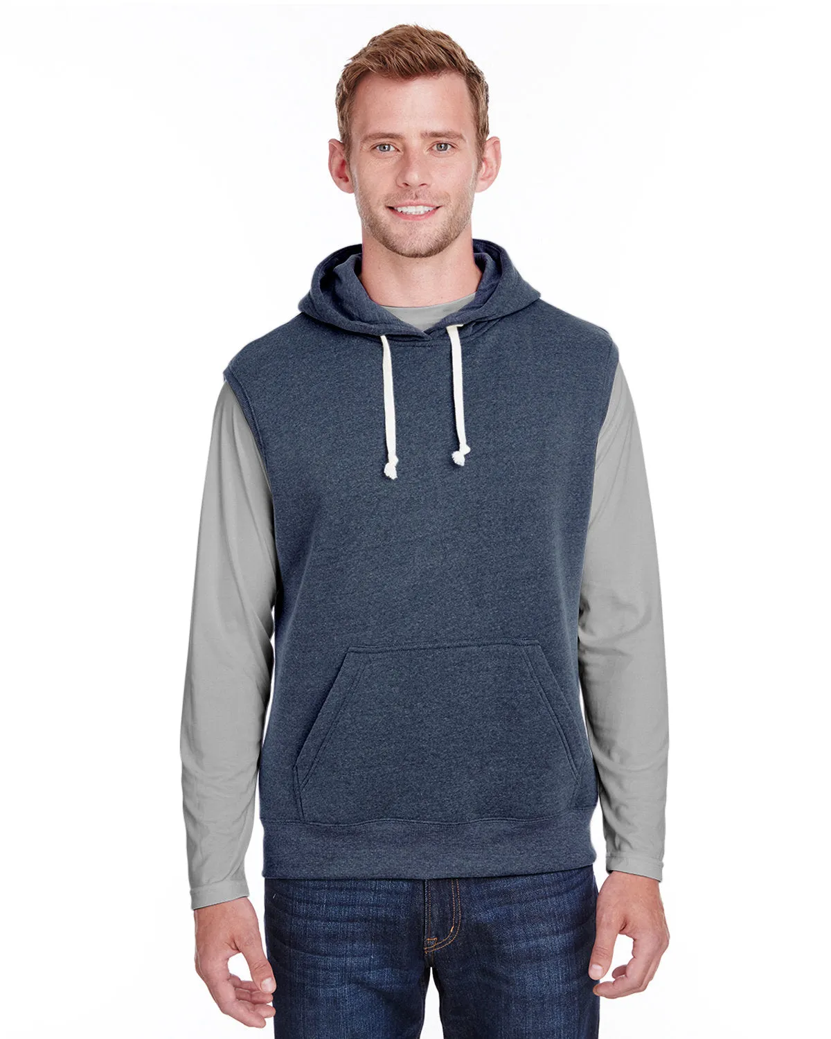J America JA8877 Damen Triblend Fleece ärmellose Kapuzenpullover