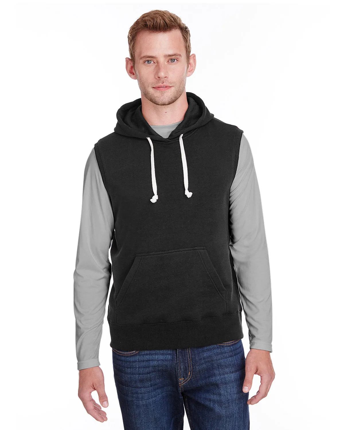 J America JA8877 Damen Triblend Fleece ärmellose Kapuzenpullover