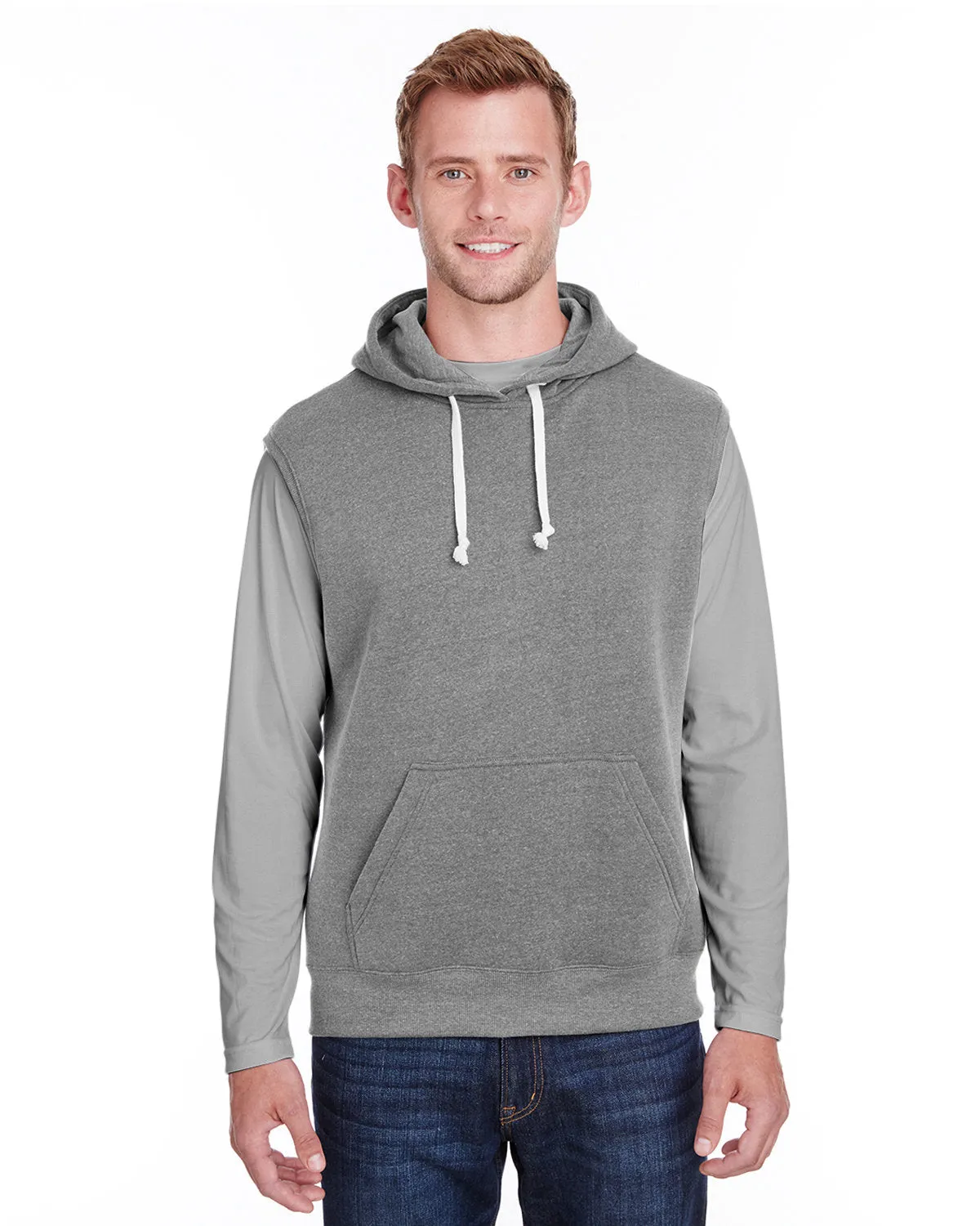 J America JA8877 Damen Triblend Fleece ärmellose Kapuzenpullover