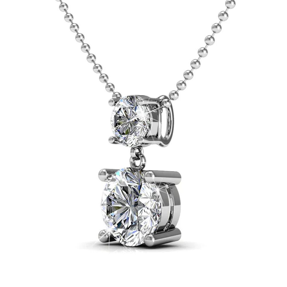 Jasmine 18k Weißgold plattiertes Halsketten- und Ohrring-Set mit Swarovski-Kristallen