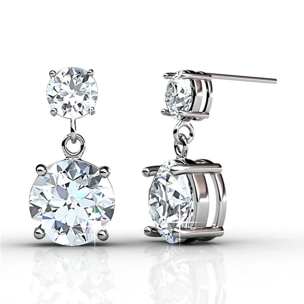 Jasmine 18k Weißgold plattiertes Halsketten- und Ohrring-Set mit Swarovski-Kristallen
