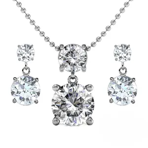 Jasmine 18k Weißgold plattiertes Halsketten- und Ohrring-Set mit Swarovski-Kristallen