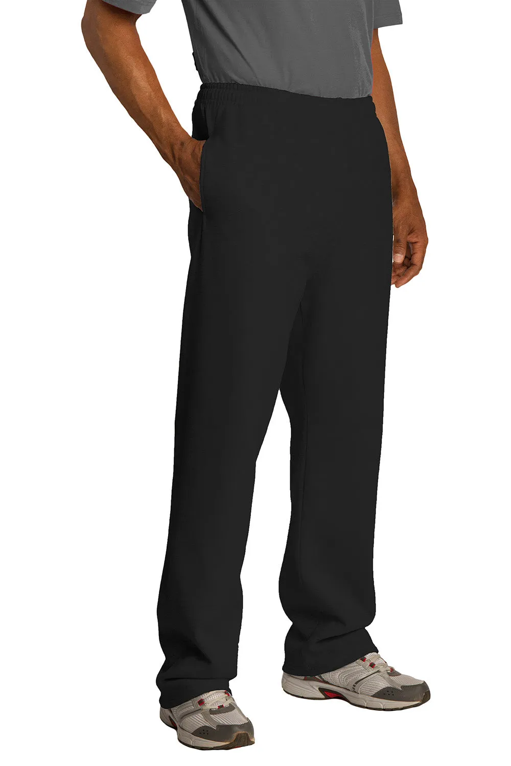 Jerzees Herren NuBlend pillingresistente Fleece-Jogginghose mit offenem Saum und Taschen - Schwarz