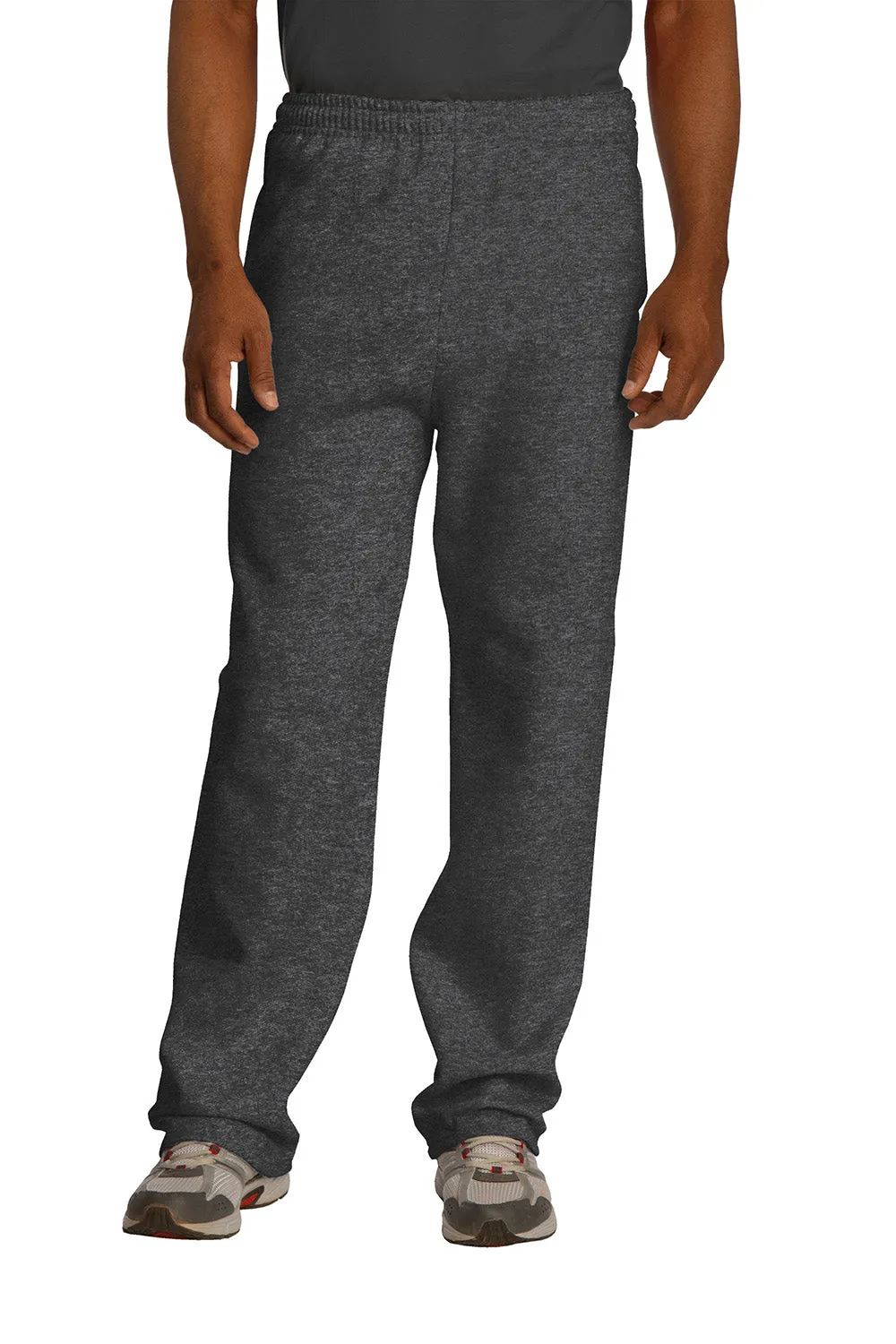 Jerzees Herren NuBlend Fleece-Jogginghose mit Taschen und offenem Saum - Heather Schwarz