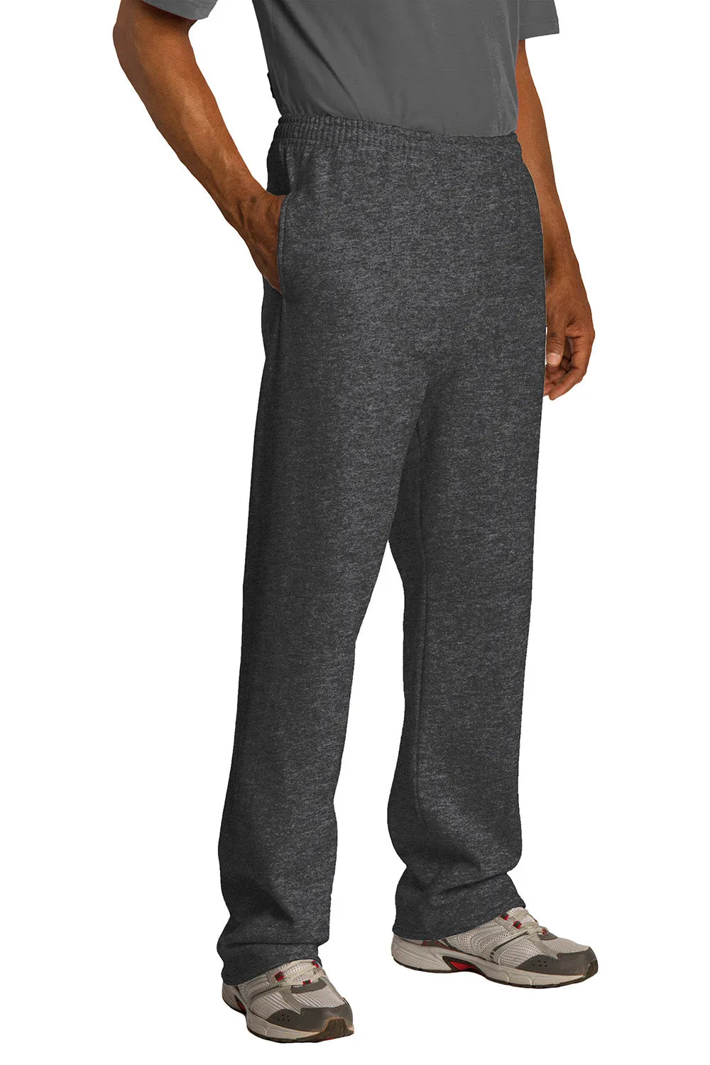 Jerzees Herren NuBlend Fleece-Jogginghose mit Taschen und offenem Saum - Heather Schwarz