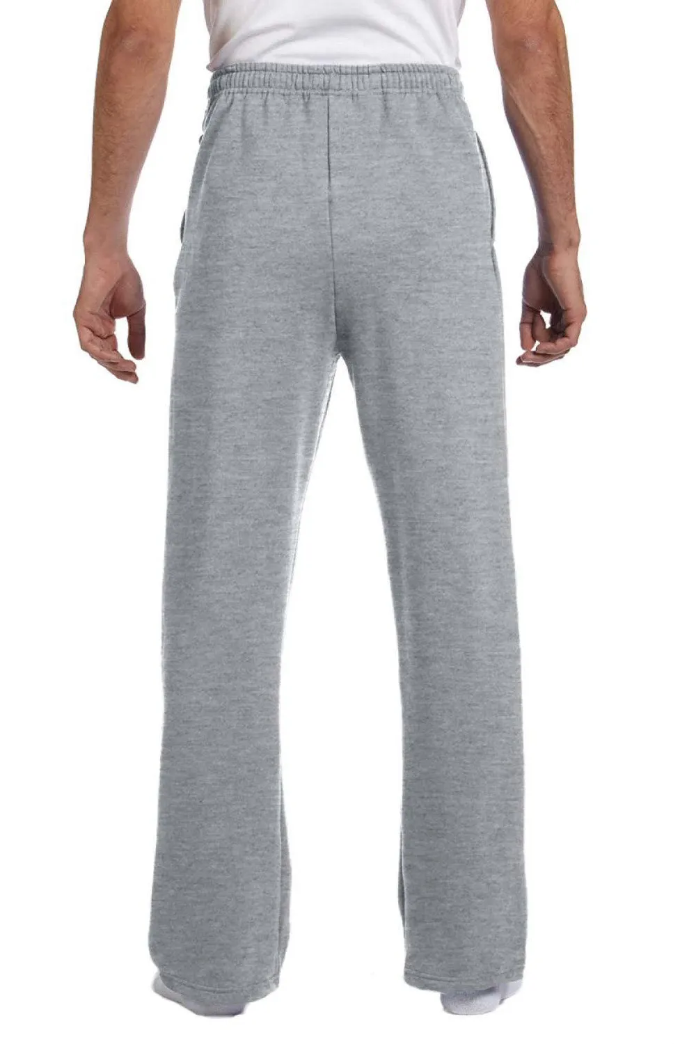 Jerzees Herren NuBlend pillingresistente Fleece-Jogginghose mit offenem Saum und Taschen - Heather Grey