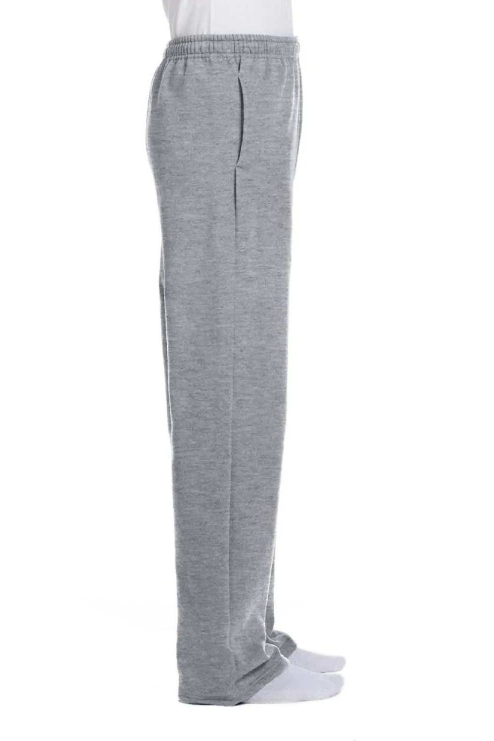 Jerzees Herren NuBlend pillingresistente Fleece-Jogginghose mit offenem Saum und Taschen - Heather Grey