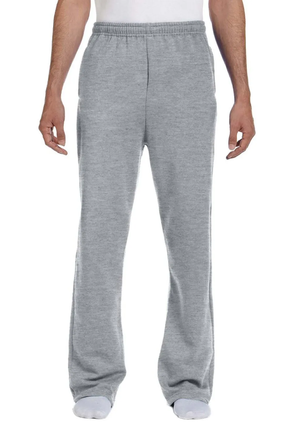 Jerzees Herren NuBlend pillingresistente Fleece-Jogginghose mit offenem Saum und Taschen - Heather Grey