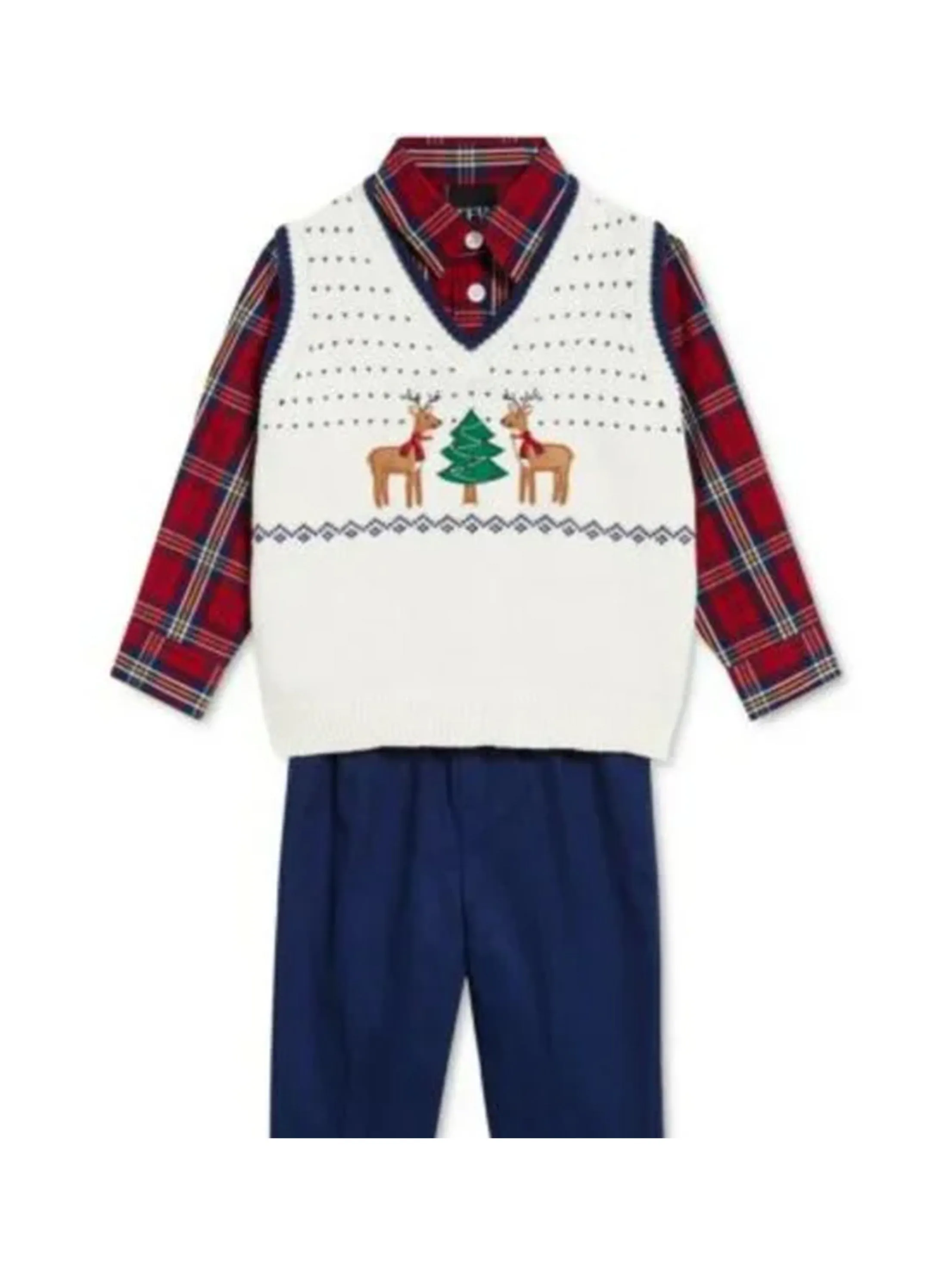 Kinder 3-teiliges Weihnachts-Set für Jungen, Oberteil & Hose, Mehrfarbig