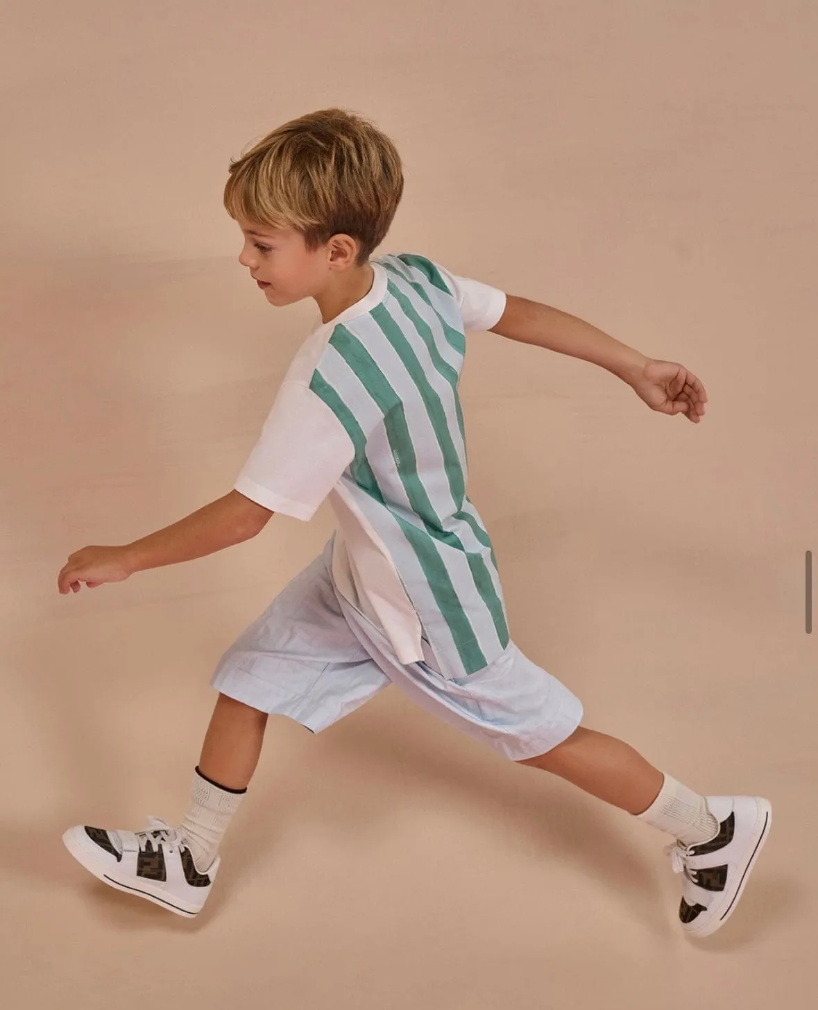 Kinder Pequin Print T-Shirt in Blau