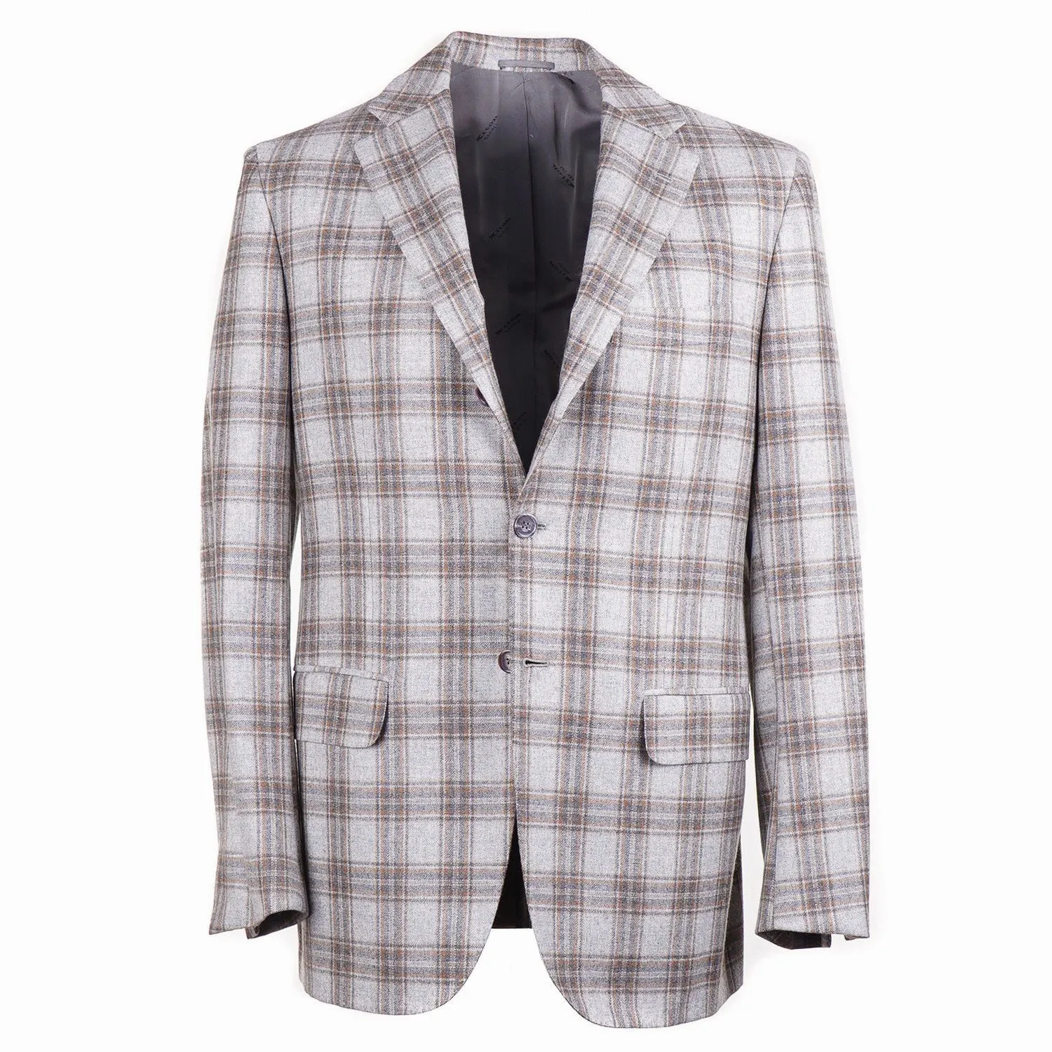 Kiton Geschichteter Karo-Kaschmir Sportmantel Kleidung_Kiton