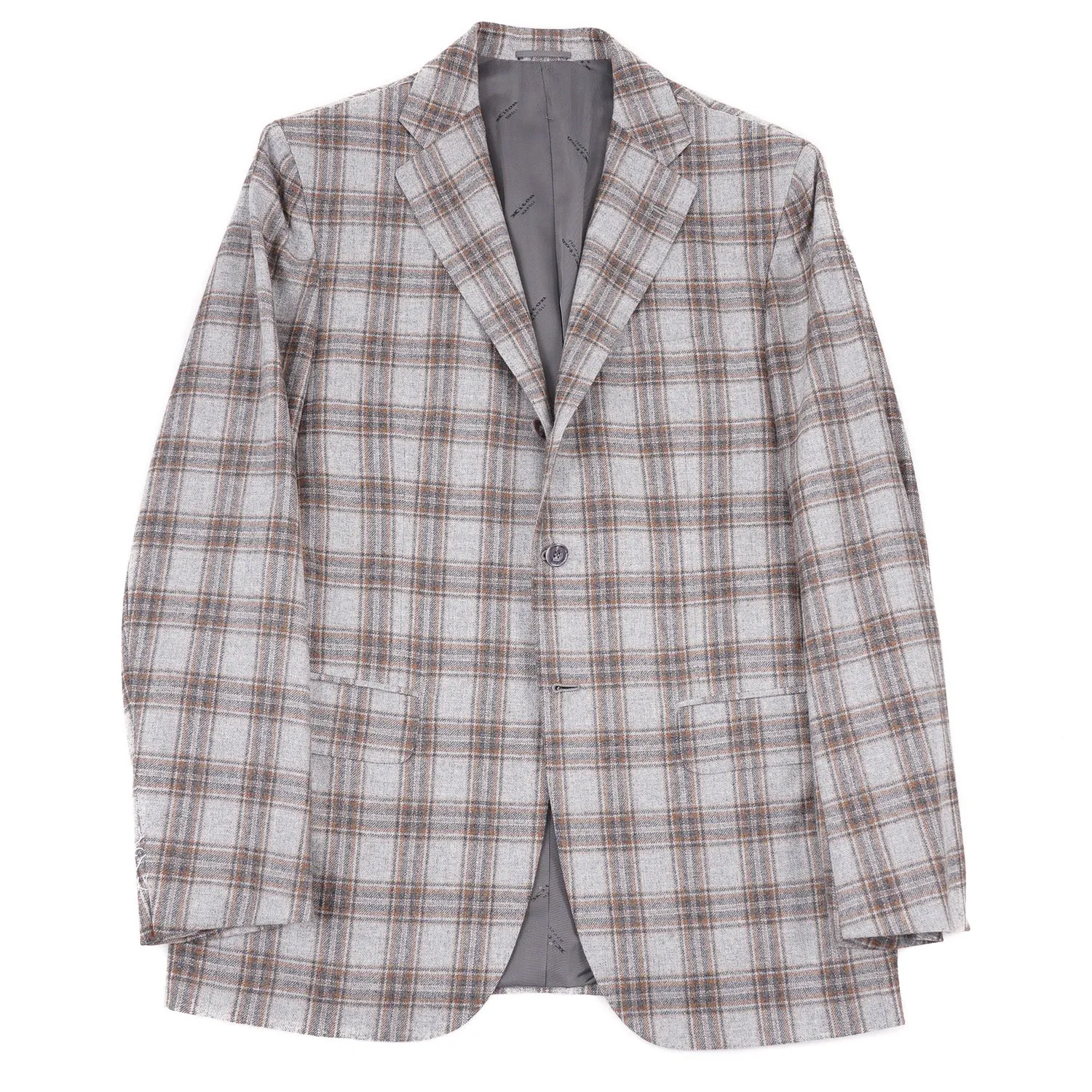 Kiton Geschichteter Karo-Kaschmir Sportmantel Kleidung_Kiton