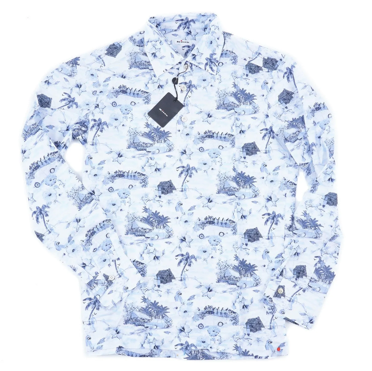 Kiton Vintage Hawaii-Print Baumwollhemd Kleidung_Kiton