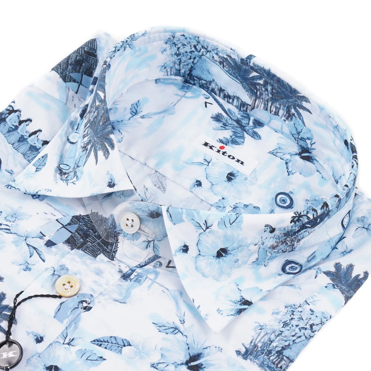 Kiton Vintage Hawaii-Print Baumwollhemd Kleidung_Kiton