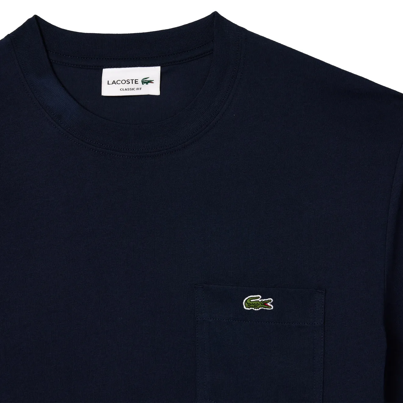 Lacoste Baumwoll-T-Shirt mit Brusttasche Mitternachtsblau