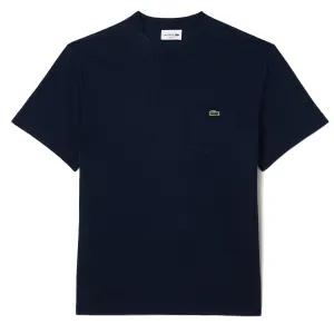 Lacoste Baumwoll-T-Shirt mit Brusttasche Mitternachtsblau