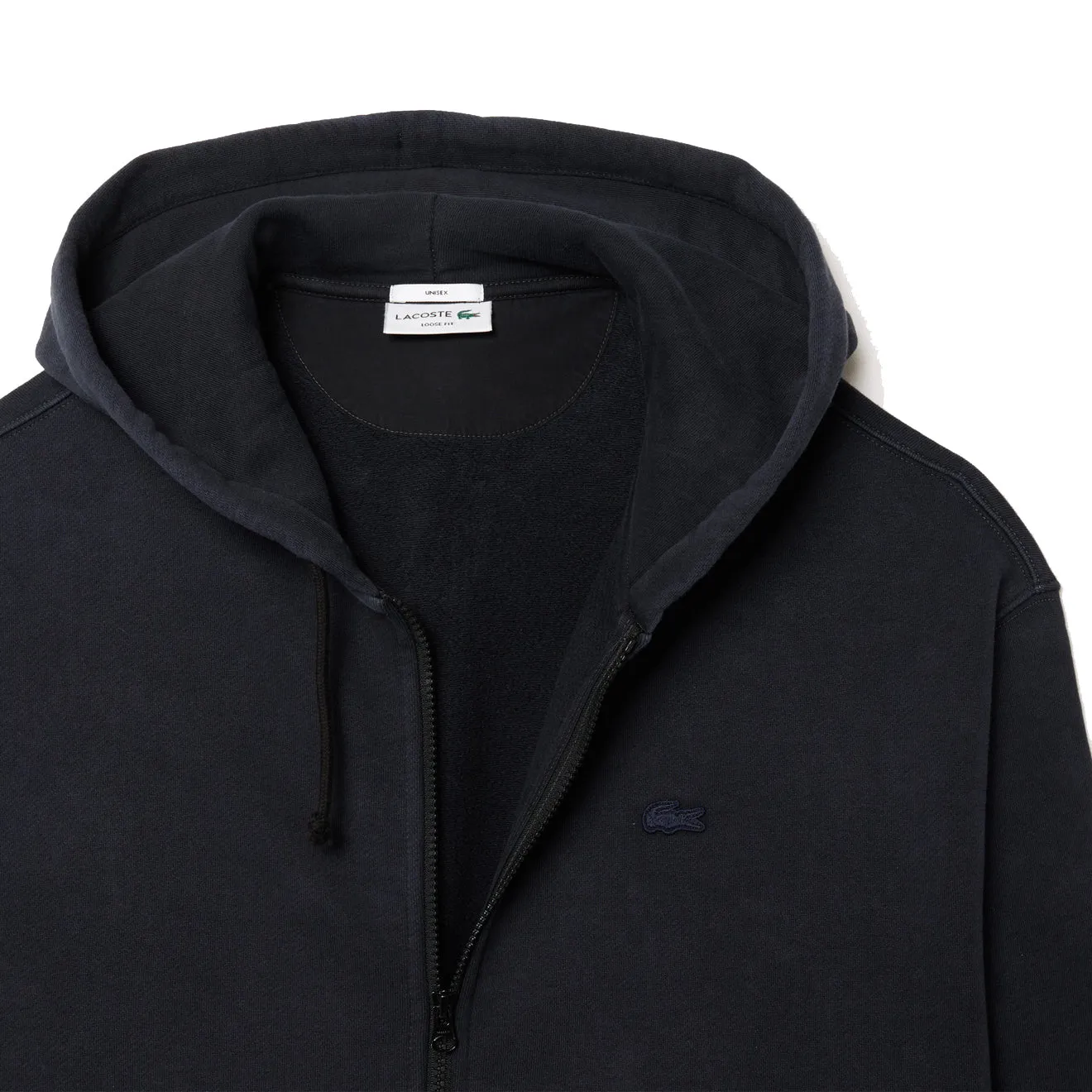 Lacoste Loose Fit Washed Effect Hoodie Schwarz