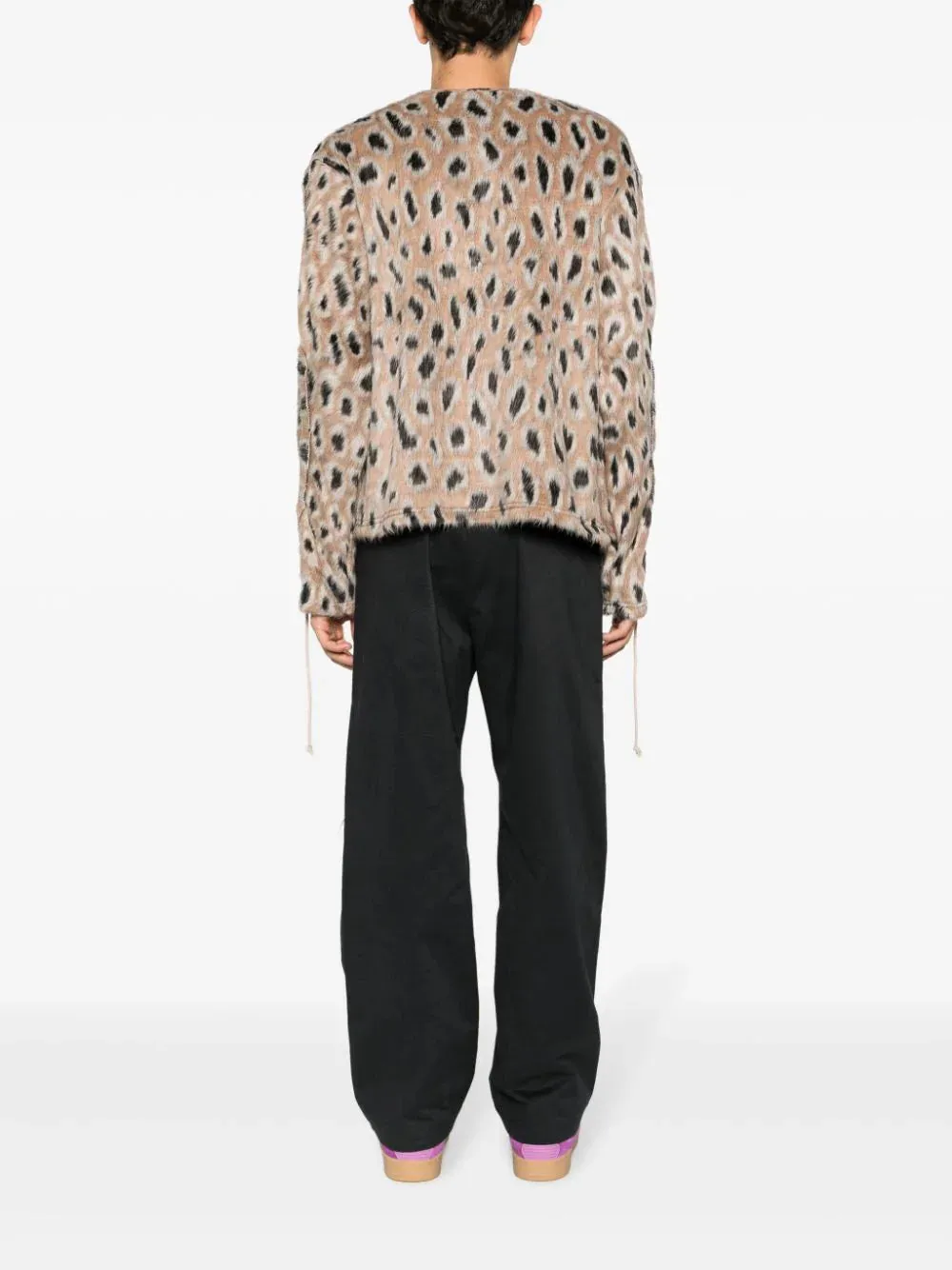 Leopardenmuster-Pullover mit gebürsteter Oberfläche
