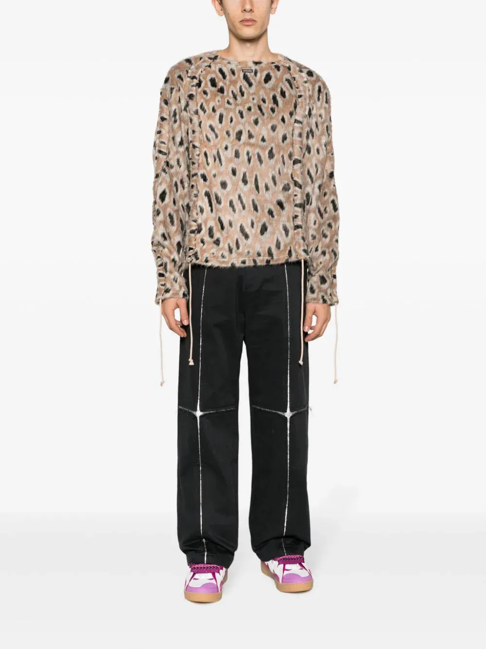 Leopardenmuster-Pullover mit gebürsteter Oberfläche