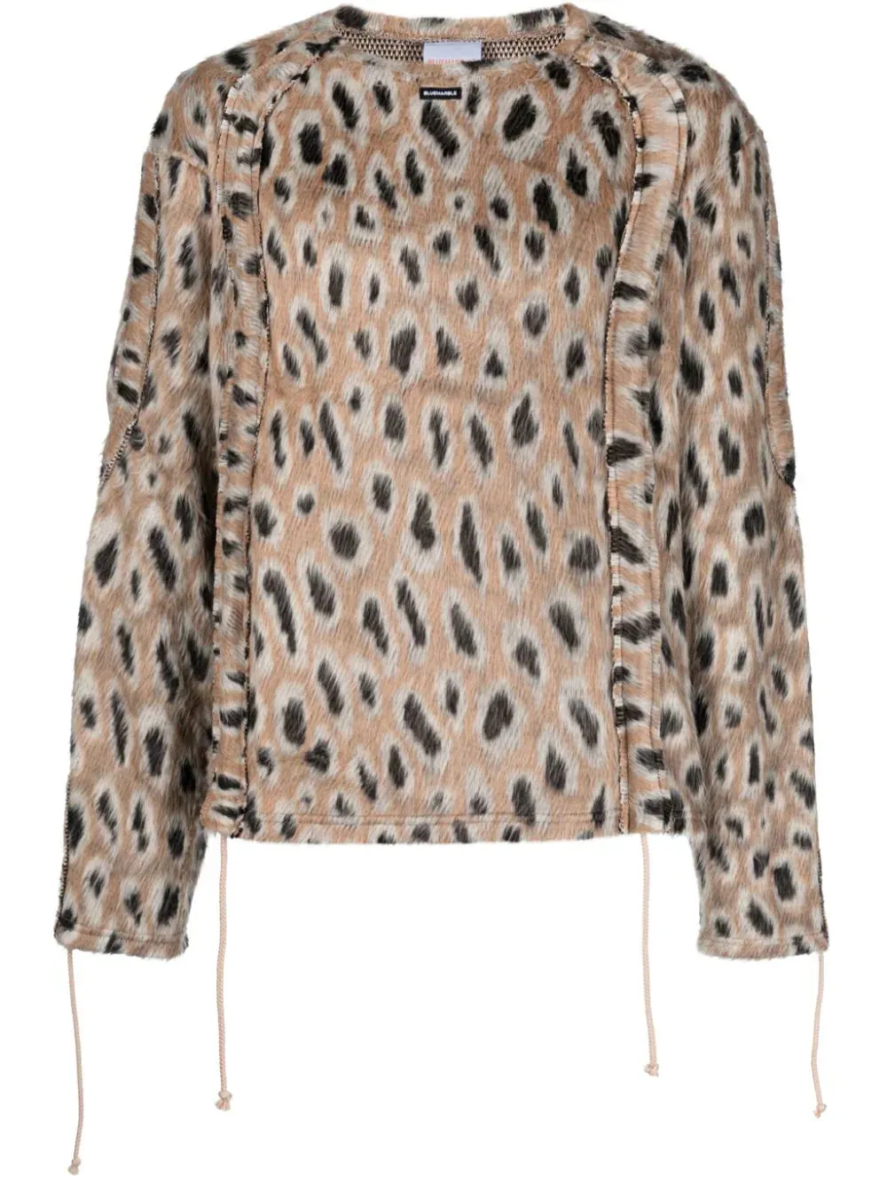 Leopardenmuster-Pullover mit gebürsteter Oberfläche