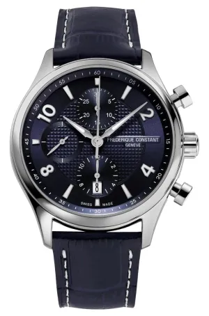 Limitierte Auflage Frederique Constant Classics Runabout RHS Automatischer Chronograph Edelstahl Blaues Zifferblatt Blaues Lederarmband Datum Herrenuhr FC-392RMN5B6 Frederique Constant Uhren