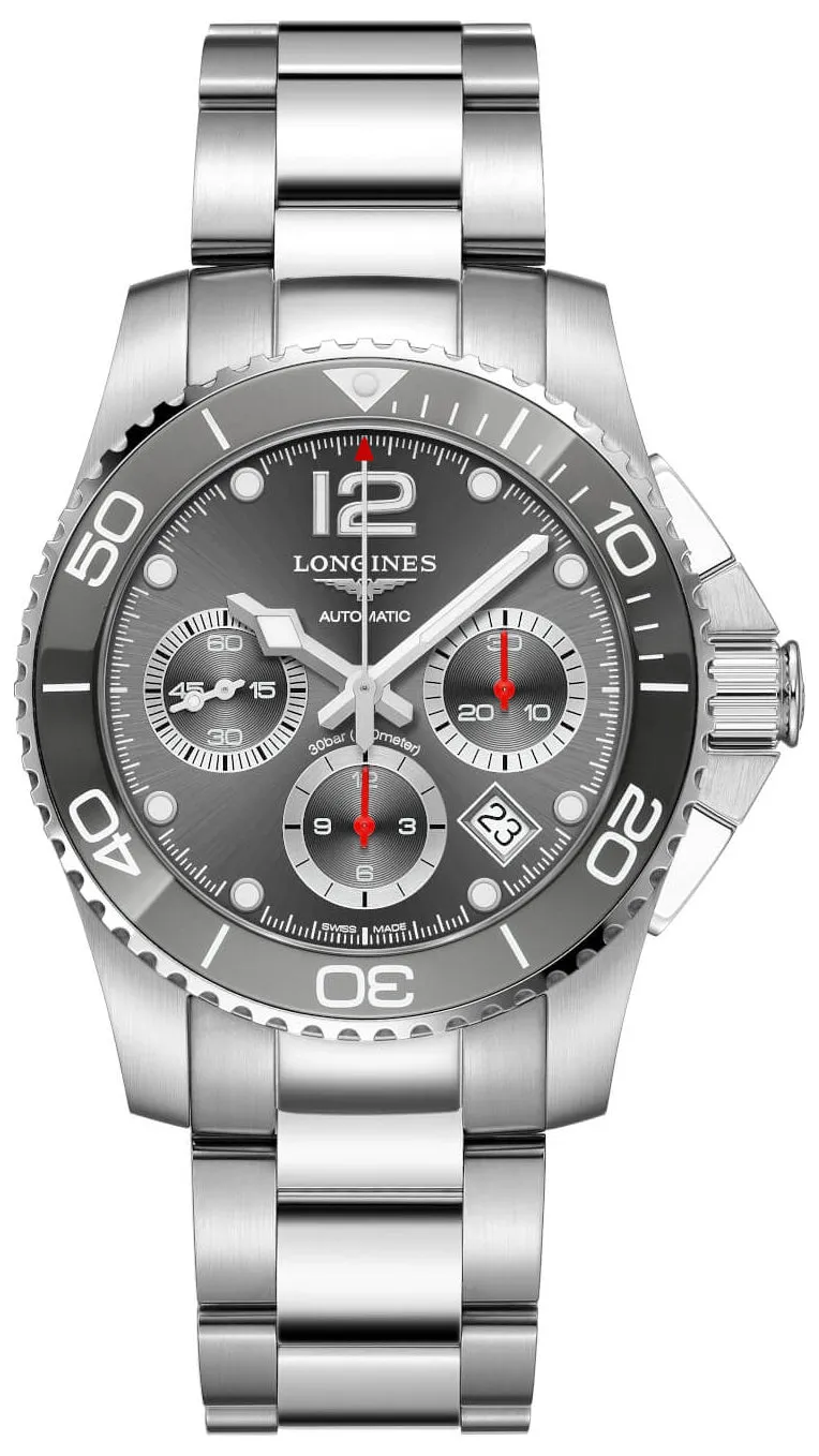Longines HydroConquest Automatik Chronograph Edelstahl Graues Zifferblatt Datum Taucher Herrenuhr L3.783.4.76.6 Longines Uhren