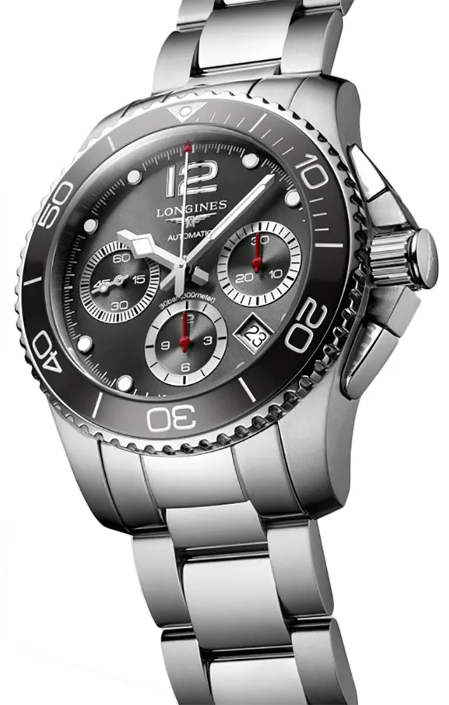 Longines HydroConquest Automatik Chronograph Edelstahl Graues Zifferblatt Datum Taucher Herrenuhr L3.783.4.76.6 Longines Uhren