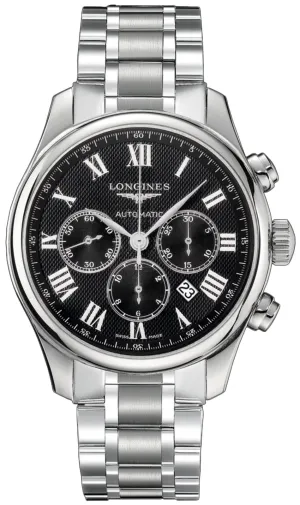 Longines Master Collection Automatischer Chronograph Edelstahl Schwarzes Zifferblatt Datum Herrenuhr L2.859.4.51.6 Longines Uhren