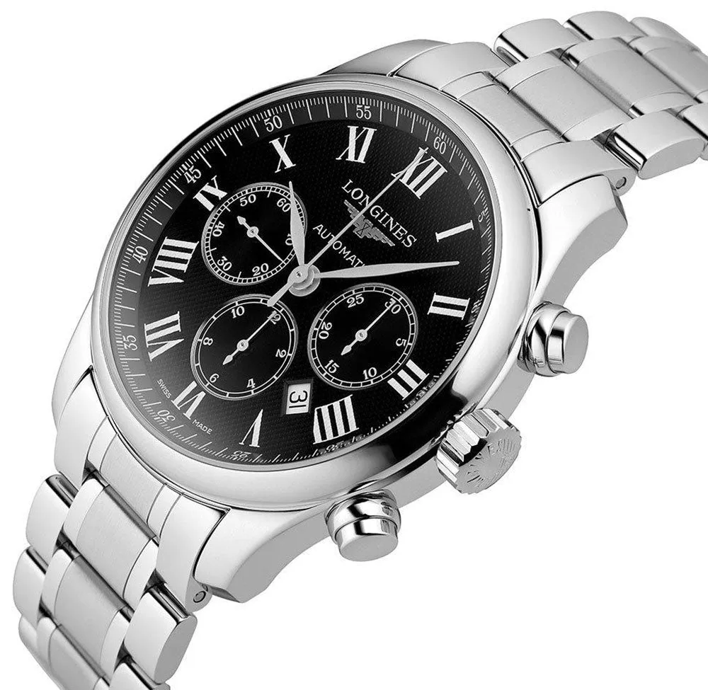 Longines Master Collection Automatischer Chronograph Edelstahl Schwarzes Zifferblatt Datum Herrenuhr L2.859.4.51.6 Longines Uhren