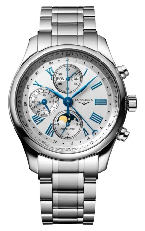Longines Master Collection Komplikationen Automatik Chronograph Edelstahl Silber Zifferblatt Tag/Datum Monat Mondphase Herrenuhr L2.773.4.71.6 Longines Uhren