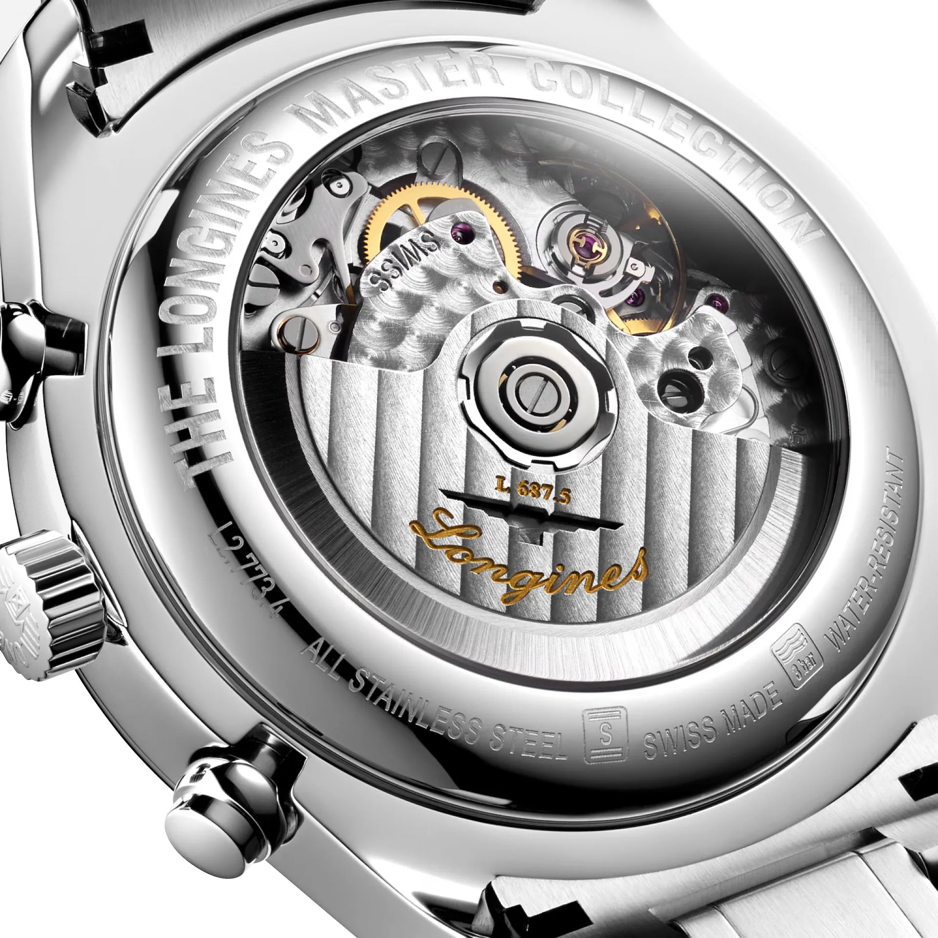 Longines Master Collection Komplikationen Automatik Chronograph Edelstahl Silber Zifferblatt Tag/Datum Monat Mondphase Herrenuhr L2.773.4.71.6 Longines Uhren