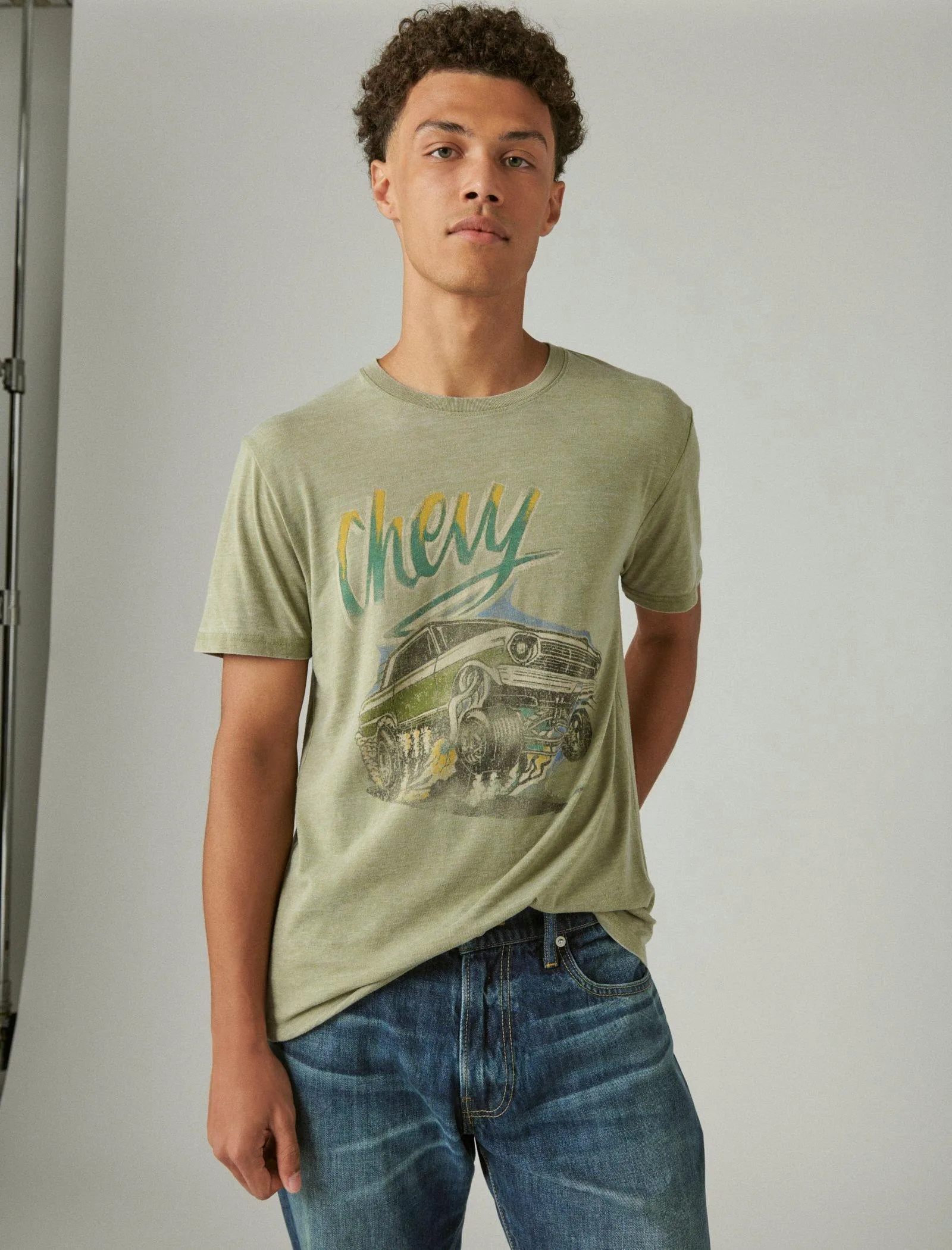 Lucky Brand Chevy Muscle Grafik-T-Shirt Mosstone Lucky Brand