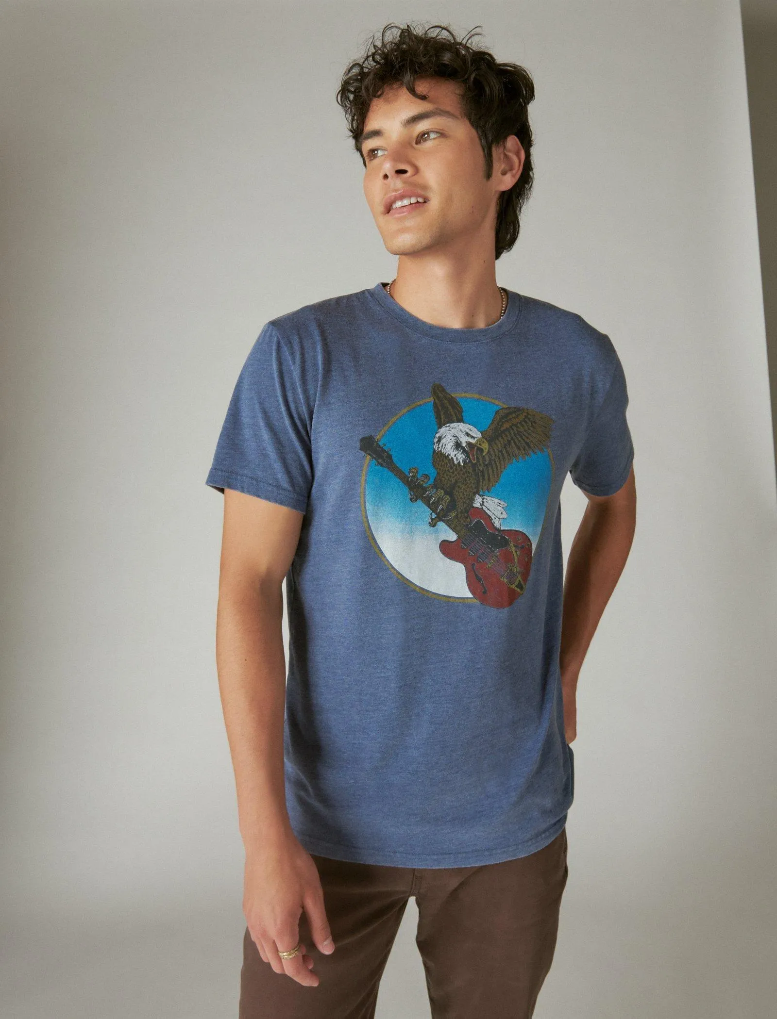 Lucky Brand Eagle Gitarren-Shirt Dunkelblau Lucky Brand