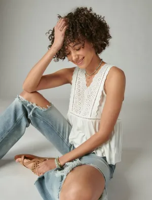 Lucky Brand Spitzen-Strick-Top Flüsterweiß Lucky Brand