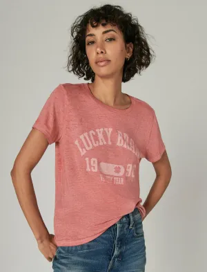 Lucky Brand Lucky Varsity Team Classic Crew Garnet Rose Lucky Brand