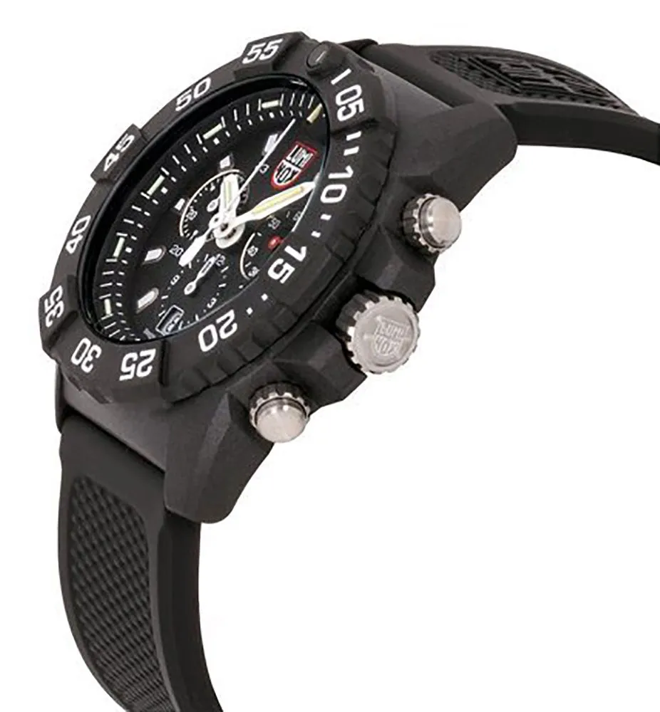 Luminox Navy Seal Chronograph CARBONOX Armbanduhr mit schwarzem Gummiband, schwarzem Zifferblatt, Datumsanzeige, Taucheruhr, Quarz, Herrenuhr XS.3581 Luminox Uhren