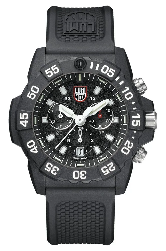 Luminox Navy Seal Chronograph CARBONOX Armbanduhr mit schwarzem Gummiband, schwarzem Zifferblatt, Datumsanzeige, Taucheruhr, Quarz, Herrenuhr XS.3581 Luminox Uhren