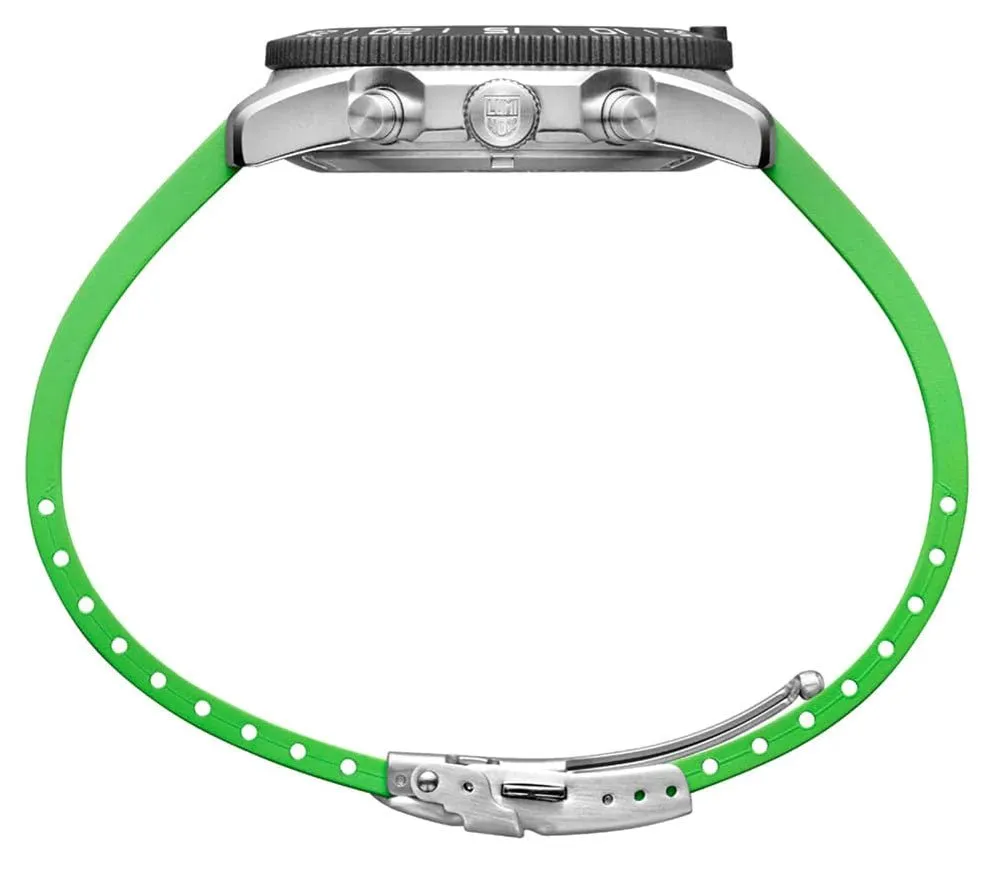 Luminox Pacific Taucher Chronograph Edelstahl Schwarz Zifferblatt Grünes Gummiarmband Tag/Datum Taucher Quarz Herrenuhr XS.3157.NF Luminox Uhren