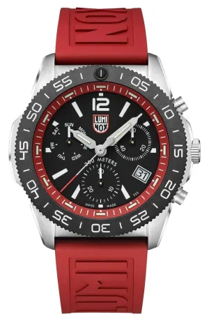 Luminox Pacific Taucher Chronograph Edelstahl Schwarz Zifferblatt Rot Gummiarmband Tag/Datum Taucher Quarz Herrenuhr XS.3155 Luminox Uhren