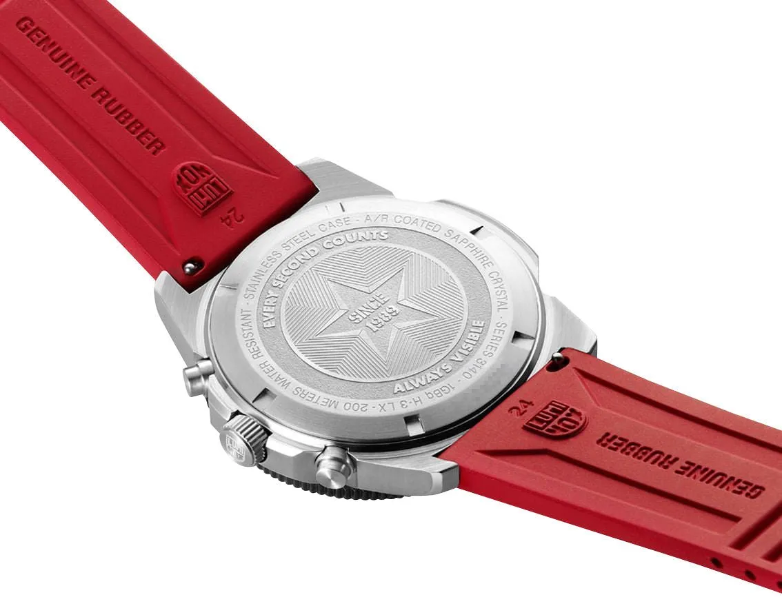 Luminox Pacific Taucher Chronograph Edelstahl Schwarz Zifferblatt Rot Gummiarmband Tag/Datum Taucher Quarz Herrenuhr XS.3155 Luminox Uhren