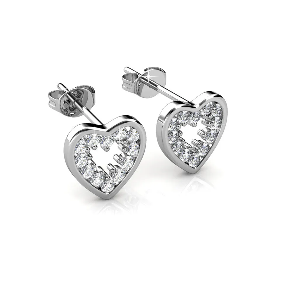 Luxus Swarovski Schmuck Ainsley 18k Weißgold plattierte Herz Ohrringe mit Swarovski Kristallen