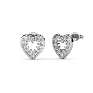 Luxus Swarovski Schmuck Ainsley 18k Weißgold plattierte Herz Ohrringe mit Swarovski Kristallen