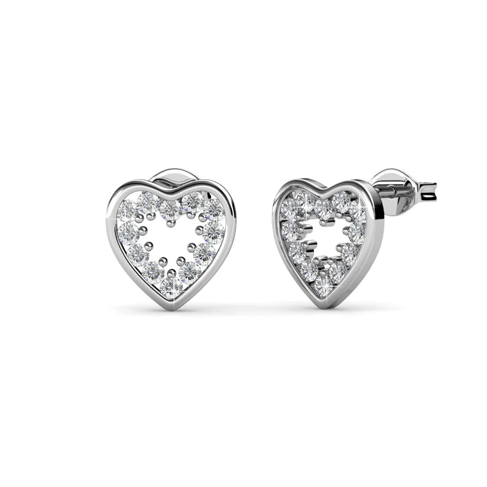 Luxus Swarovski Schmuck Ainsley 18k Weißgold plattierte Herz Ohrringe mit Swarovski Kristallen