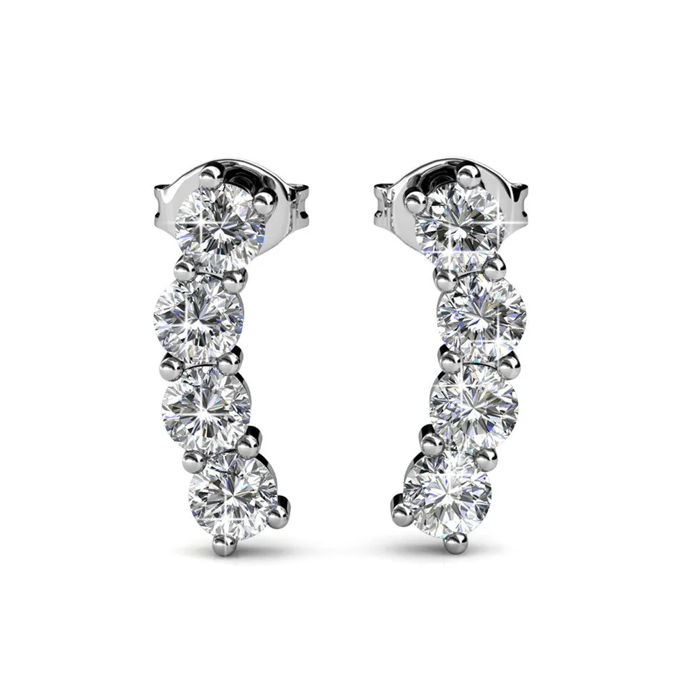Luxuriöser Swarovski-Schmuck Aubree Ohrstecker mit Swarovski-Kristallen in 18 Karat Weißgold beschichtet