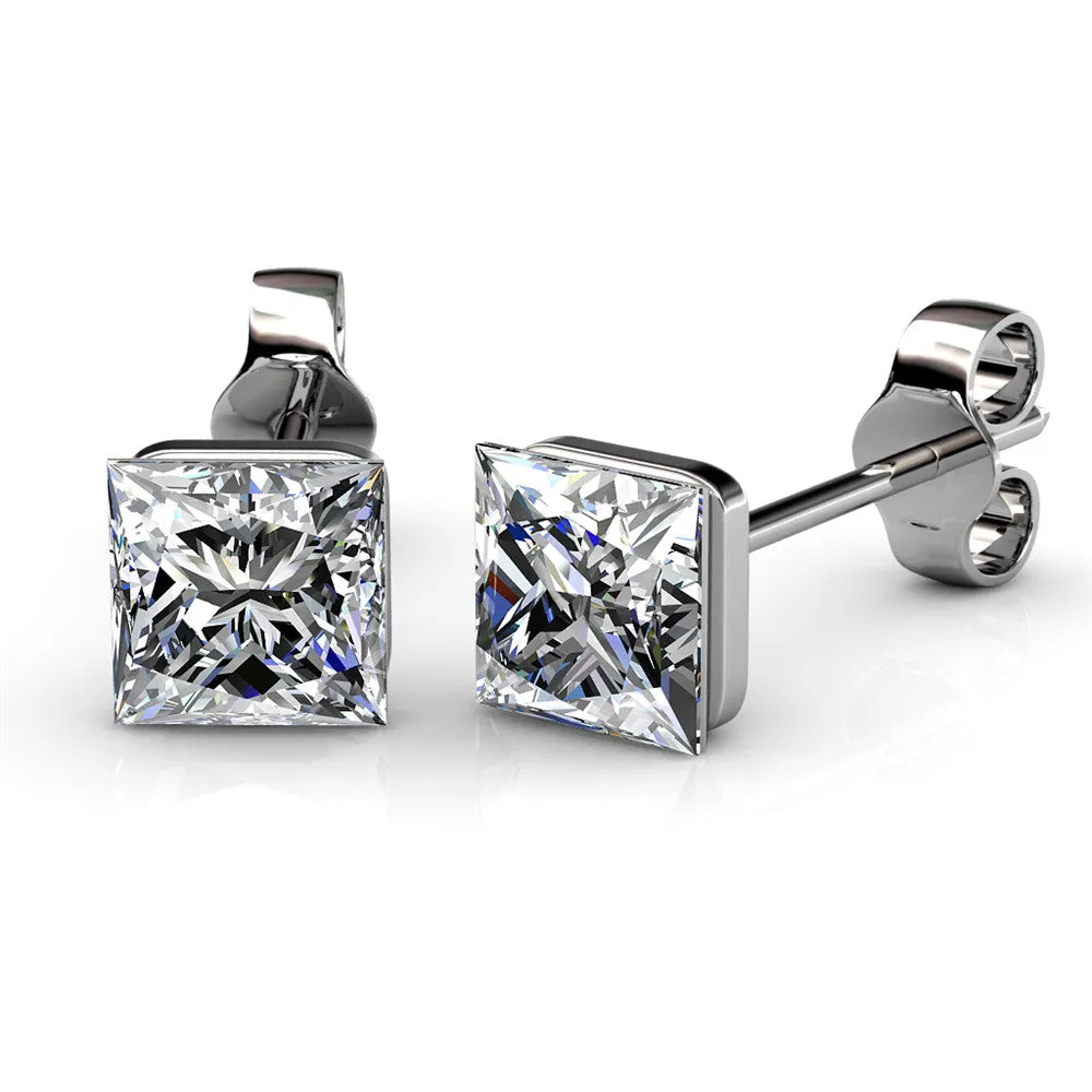 Luxus Swarovski Schmuck Brooke Stecker aus 18 Karat Weißgold mit Swarovski Kristallen im Princess-Schliff