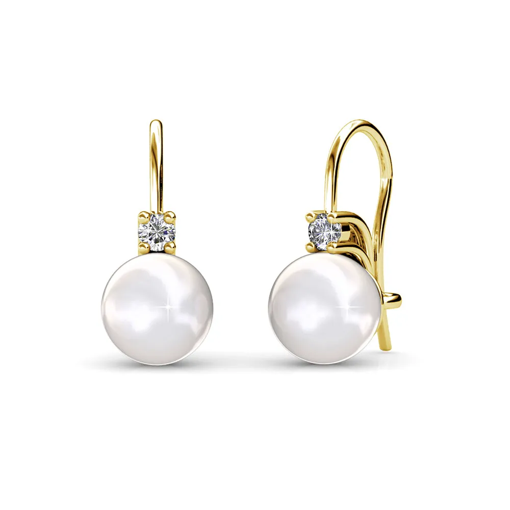 Luxus Swarovski Schmuck Cassie 18 Karat Weißgold plattierte Perlen Ohrringe mit Swarovski Kristallen
