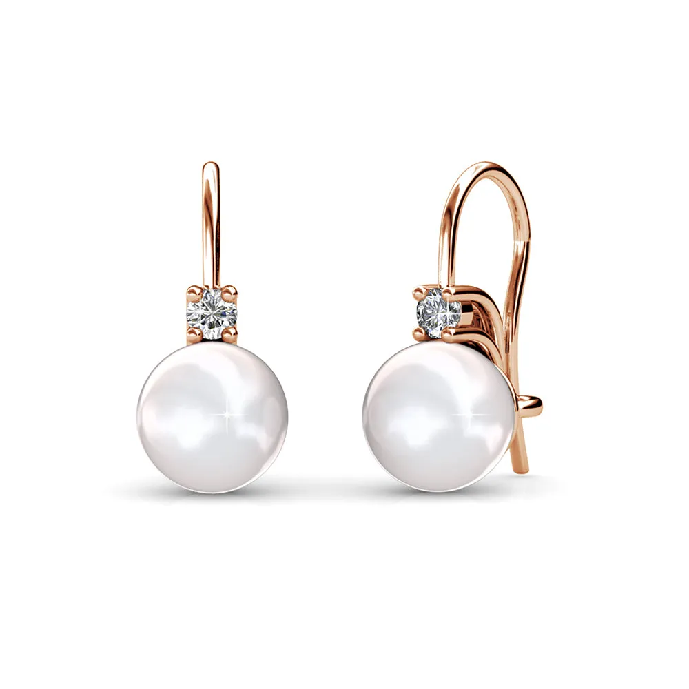 Luxus Swarovski Schmuck Cassie 18 Karat Weißgold plattierte Perlen Ohrringe mit Swarovski Kristallen